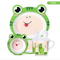 Animal Features Bamboo Fiber Cartoon Kindergarten Kids Baby Lunch Salad Soup Dinner Set 5pcs Children Dinnerware