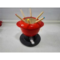 Enamel Cast Iron Fondue Set