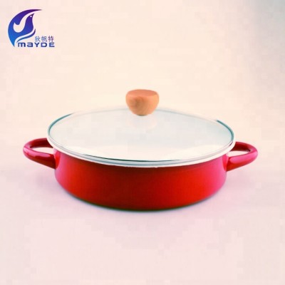 Enamel cast iron kitchenware and cookware casseroles with printing