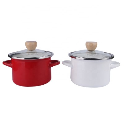 Cast Iron Cookware Mini Enamel Hot Soup Pots With Decal